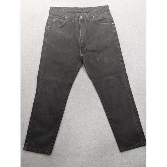 Wrangler Jeans Mens 38x30 Black 96501CB Relaxed Fit Denim Made in USA Tapered - Picture 1 of 12